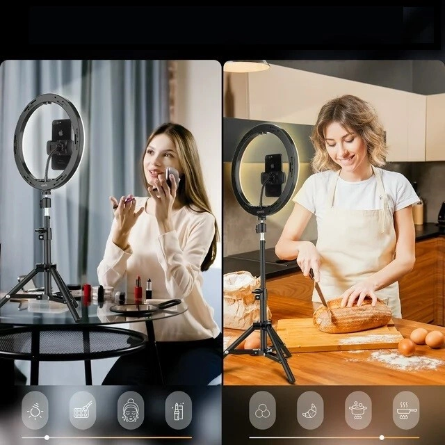 Selfie Ring Light Tripod Stand Phone Holder 10"