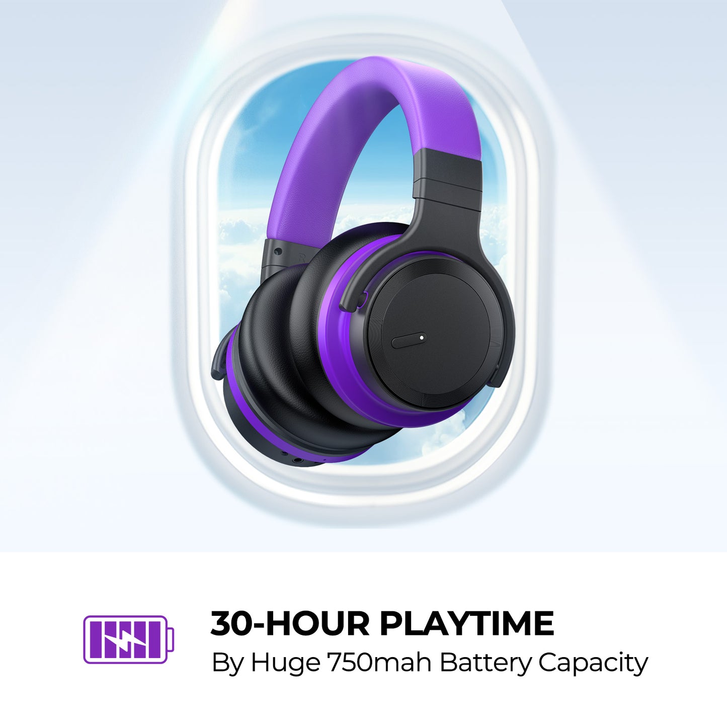 E7 Enhanced Active Noise Cancelling Wireless Bluetooth Headphone Purple