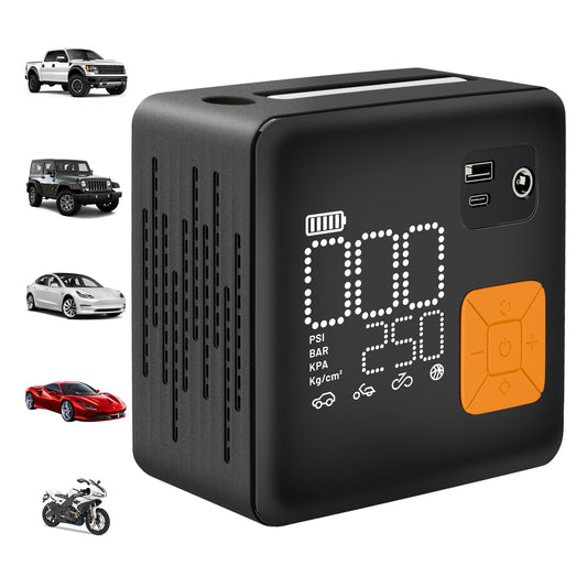3 times speed Fast (Dual Cylinder) Tire Inflator Portable Air Compressor, Cordless and Corded Air Pumps Multi-Function Tire Inflators for Trucks, Cars Bikes