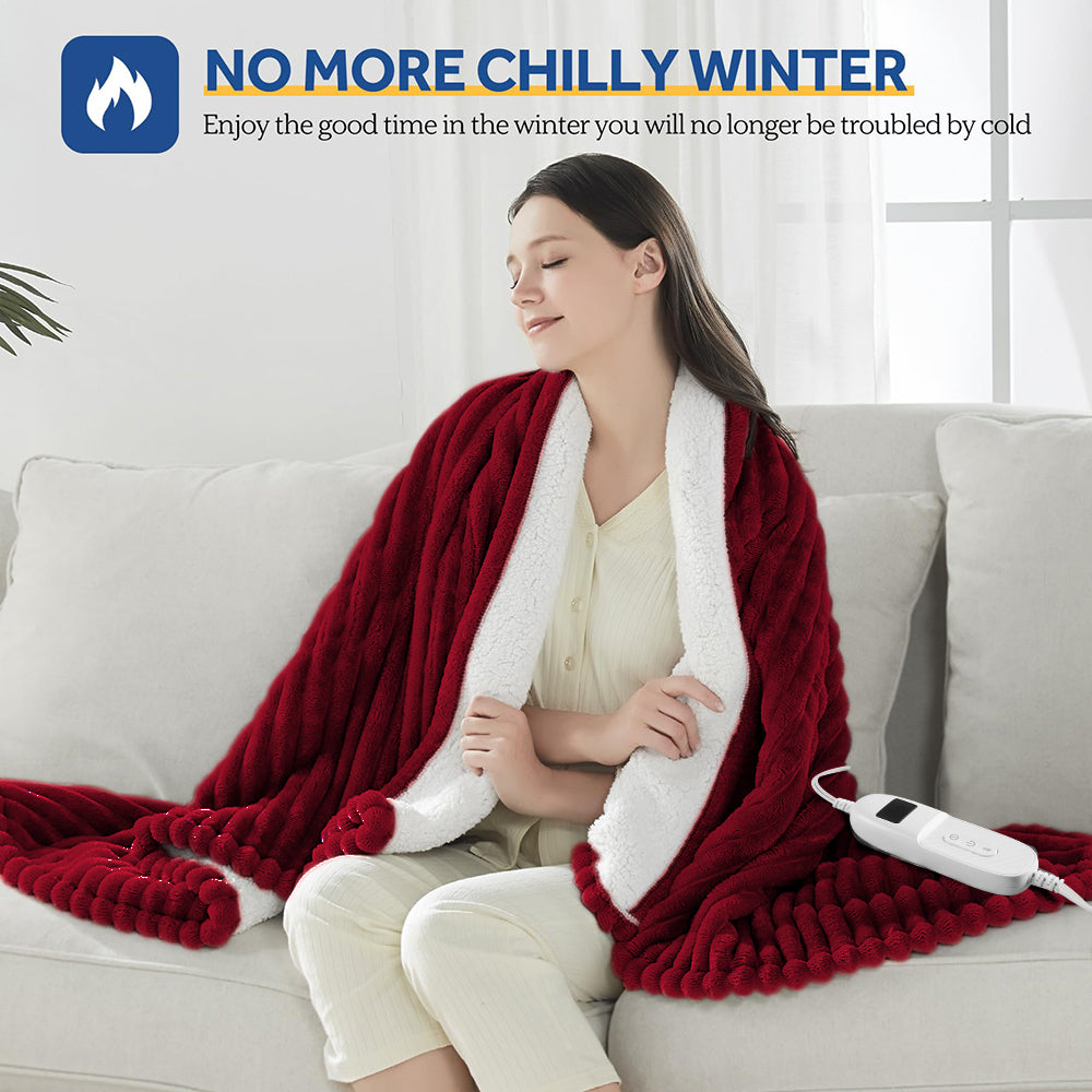 Heated Throw Blanket 50x60 - Safe with 6 Heat Levels & Auto Shut-Off Machine Washable