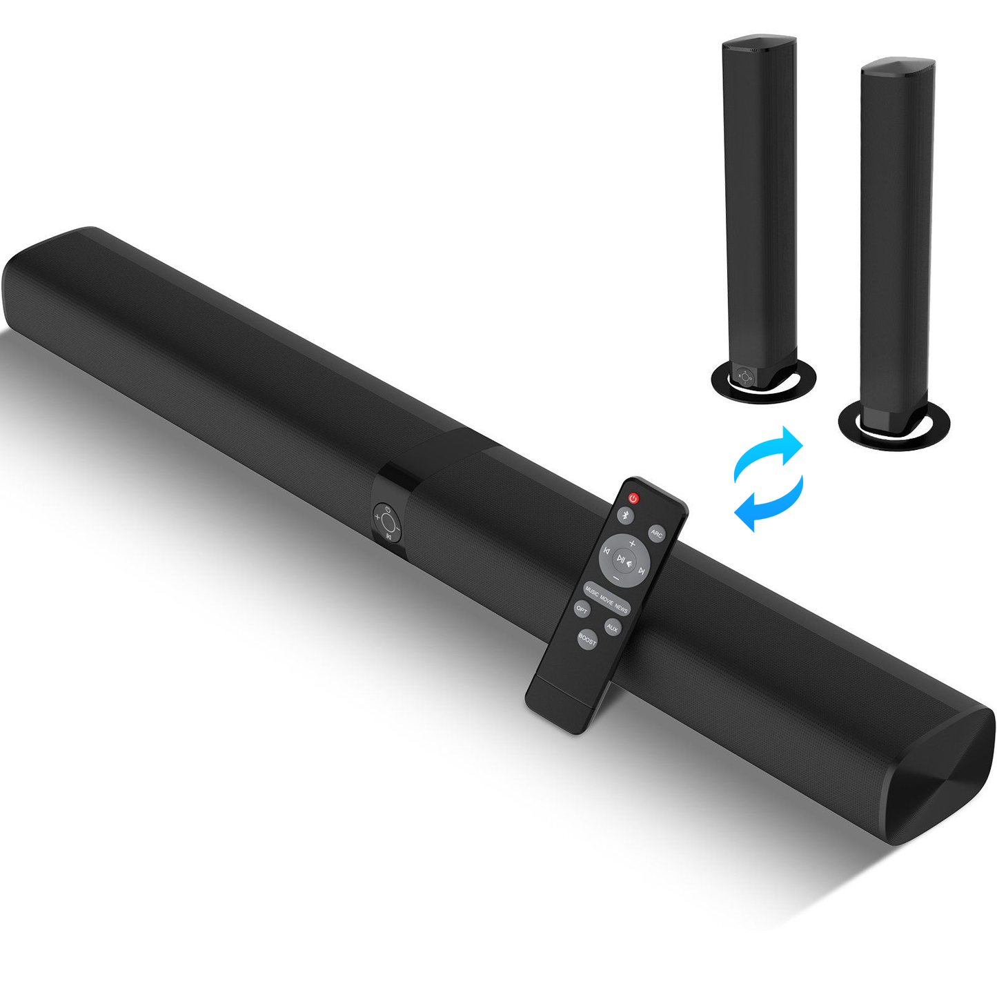 2 in 1 Separable Bluetooth Soundbar Wireless Auto Volume Boost
