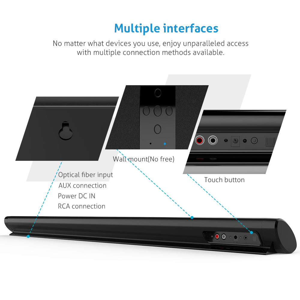 Wall mounted Bluetooth Sound Bar with 360° Surround Sound