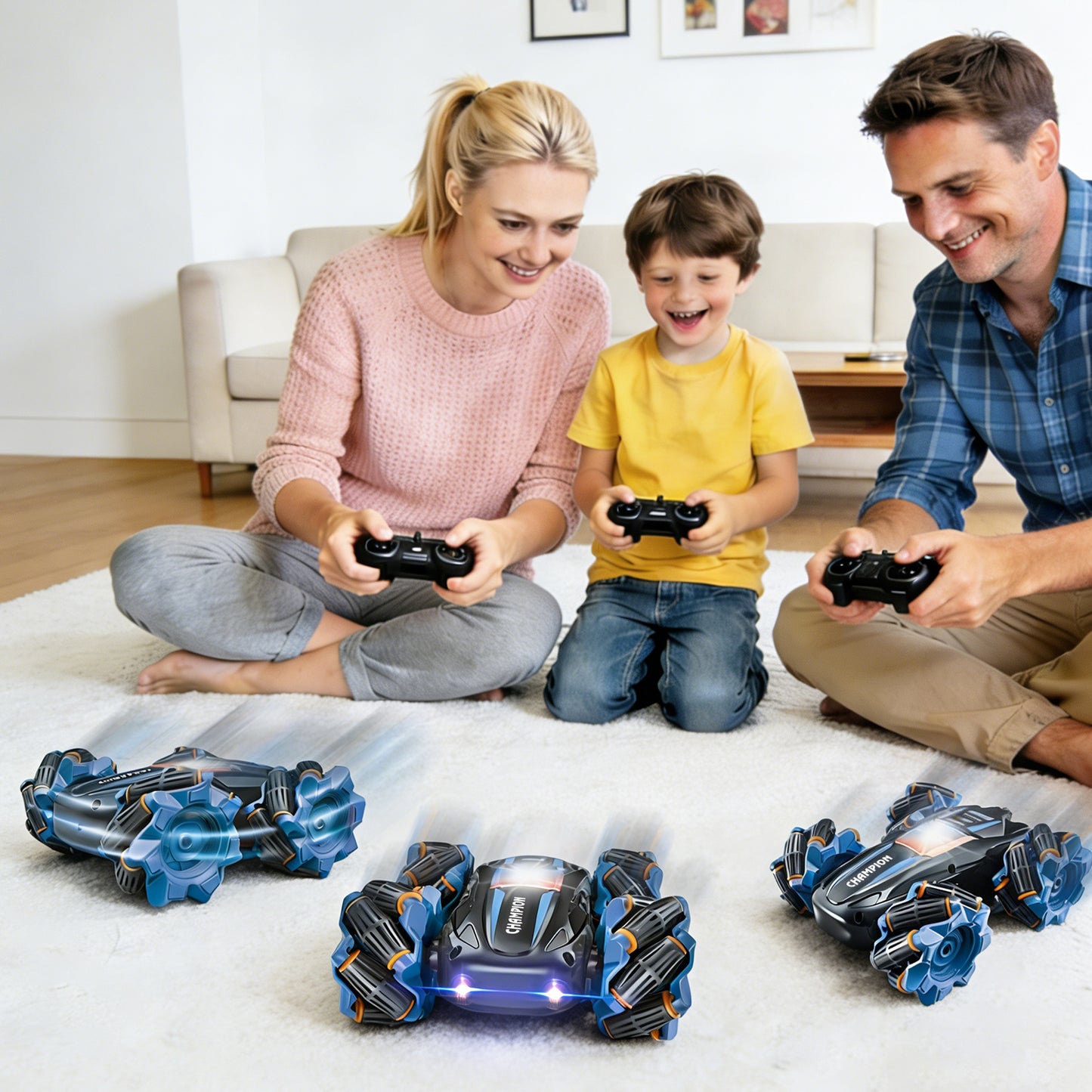 4WD RC Stunt Car with Lights 360° Spins Remote Control Toy for Boys Girls Kids