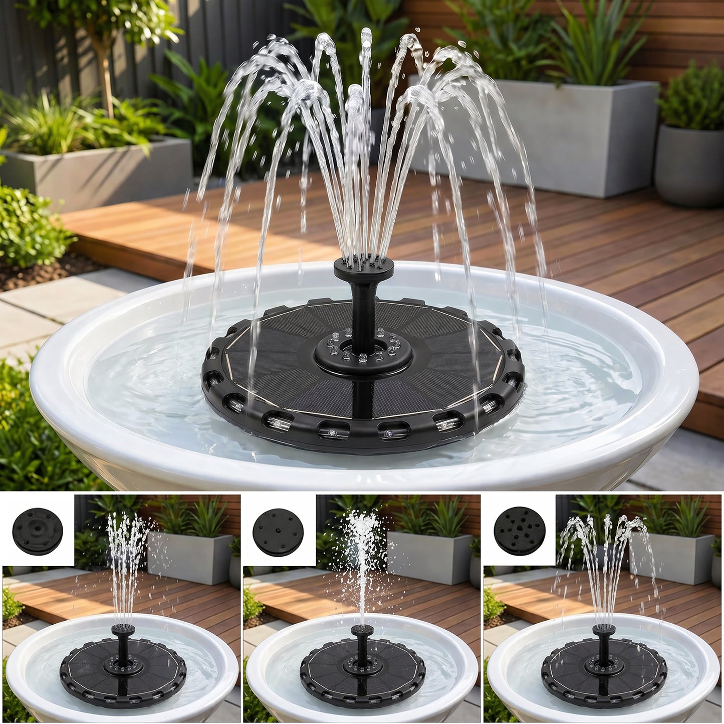 Solar Water Fountain Solar Pump for Bird Bath, Garden, Pond Colorful Lights