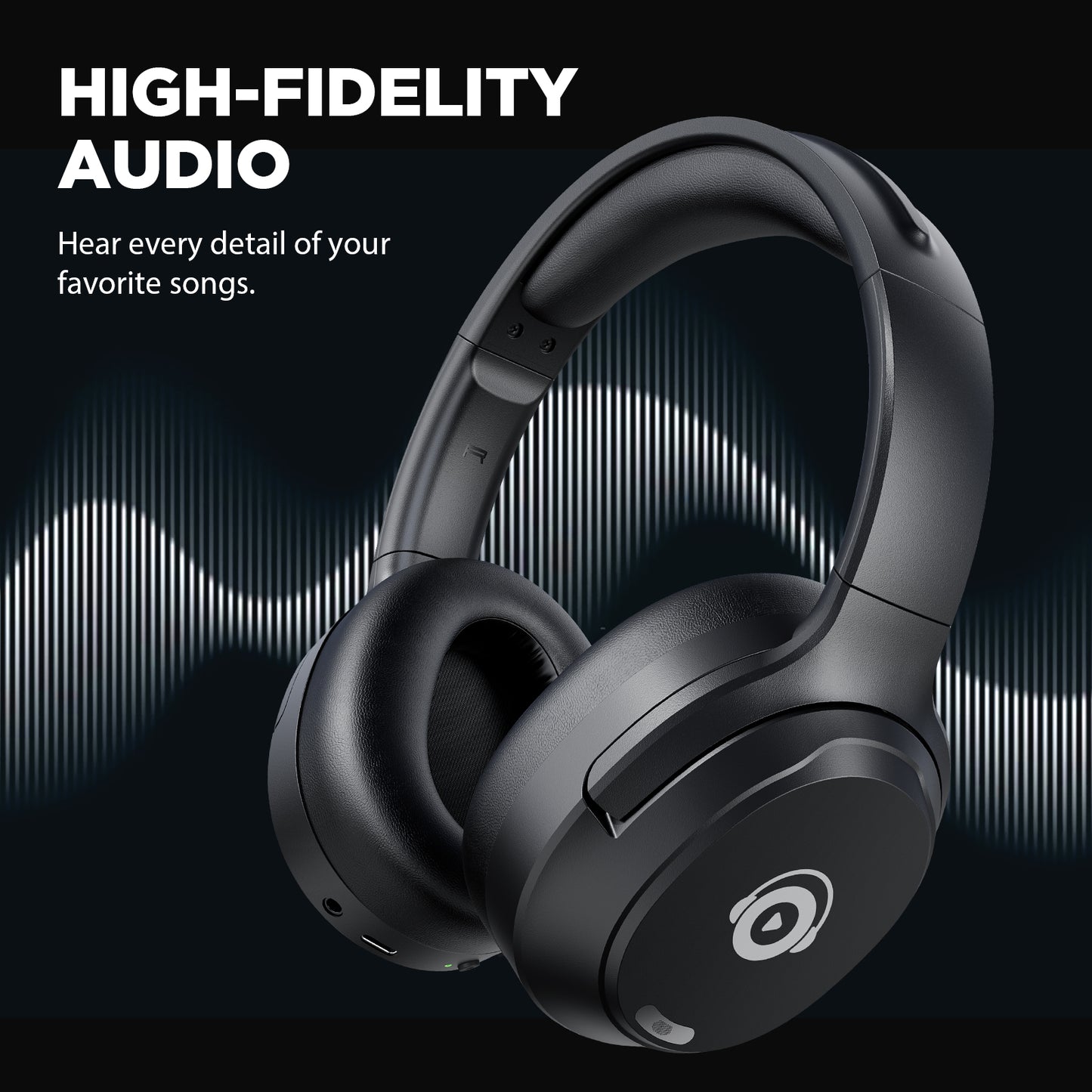 Bluetooth Headphone Hybrid ANC Wireless E11B Black, 40-60H Playtime Compatible Phone PC TV Travel Home Office