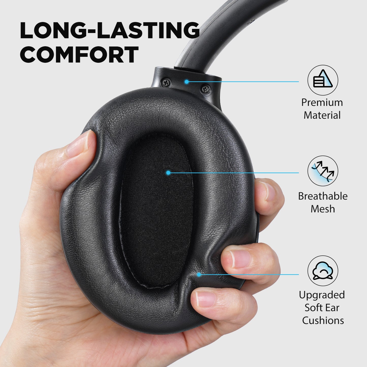 Bluetooth Headphone Hybrid ANC Wireless E11B Black, 40-60H Playtime Compatible Phone PC TV Travel Home Office