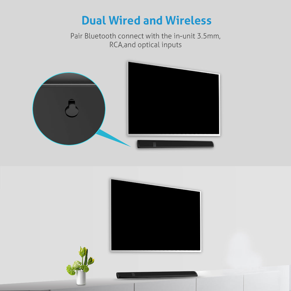 Wall mounted Bluetooth Sound Bar with 360° Surround Sound
