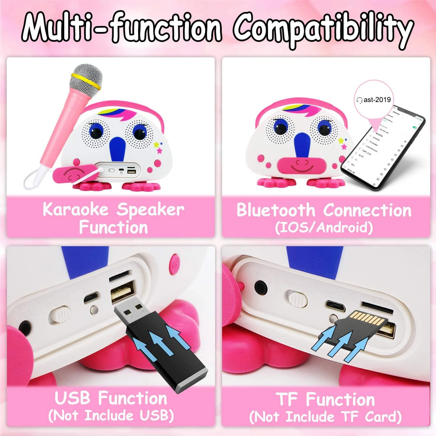 Mini Karaoke Machine for Kids with 1 Mic, Toddler Karaoke Toy Singing Speaker, Toys Gifts for 3-14 Years Old Girls Boys