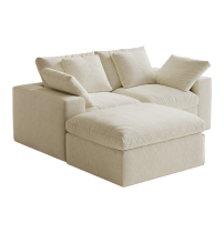 79" L-Shaped Boneless Cloud Modular Sectional Sofa, 35D High-Density Foam with Extra-Wide Armrests, Compression Couches, No Assembly Required, Beige