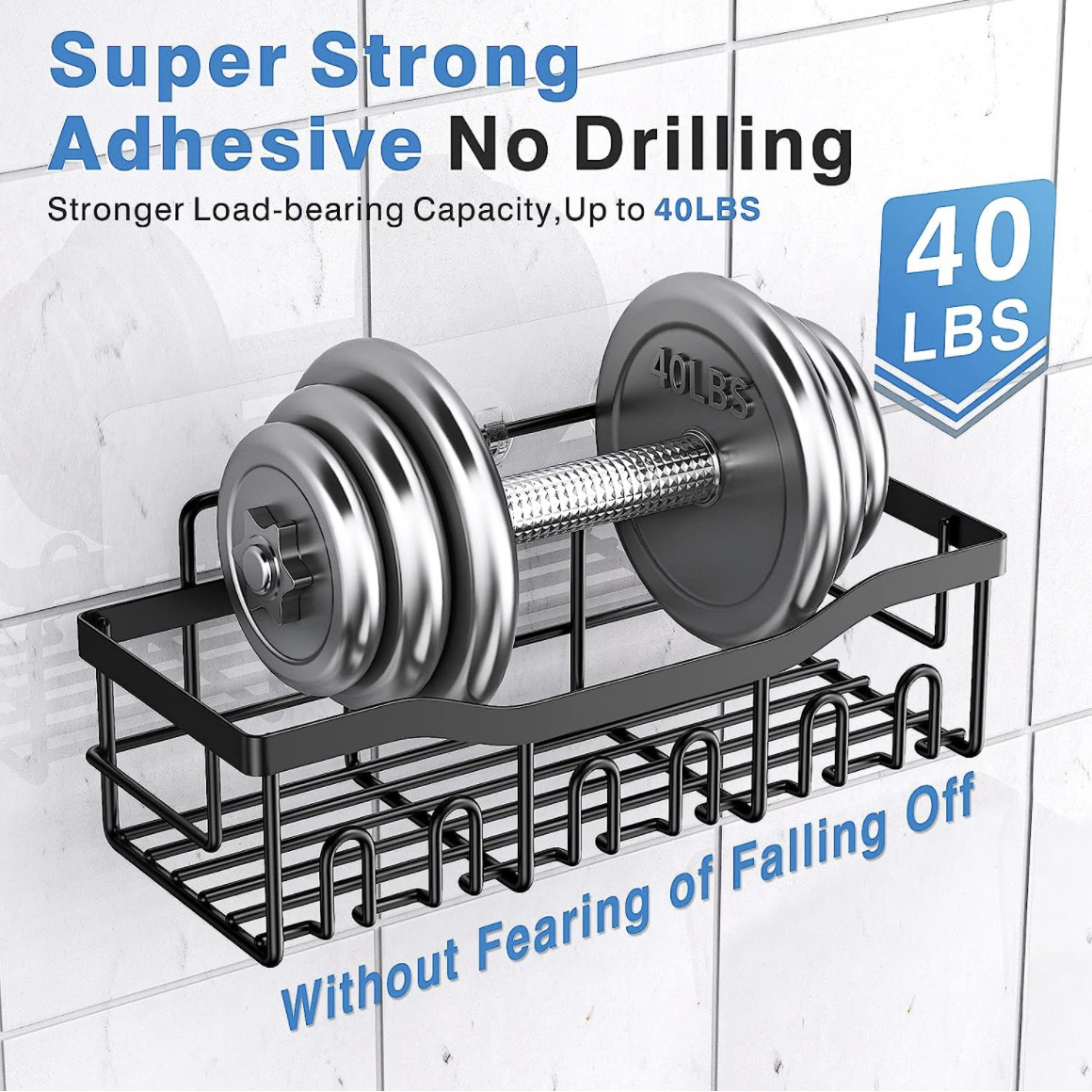 5-Pack Stainless Steel Shower Caddy – No-Drill Adhesive Shelves with Large Capacity, Rustproof Bathroom & Kitchen Organizer, XL Size