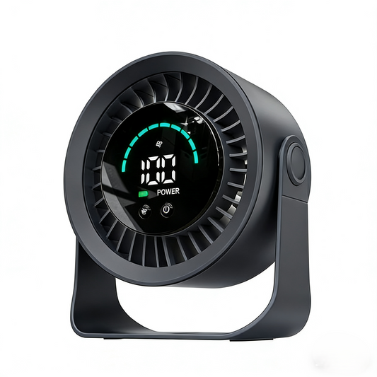 USB-C Rechargeable Desk Fan - Touch Control with 3000mAh Battery, 5 Speeds Ultra Quiet, LED Display for Bedroom Office Dorm, Black