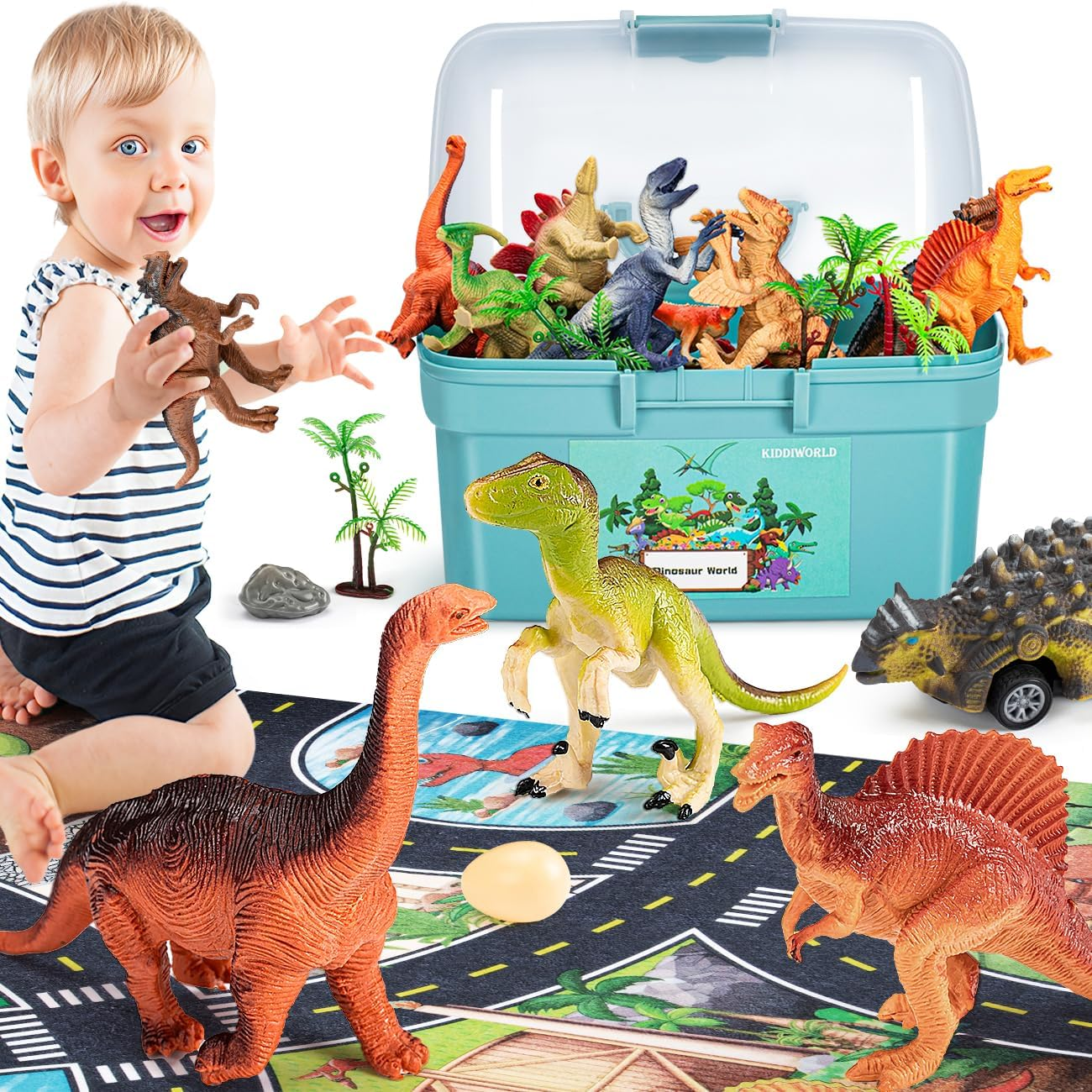 Dinosaur Toys with Activity Play Mat Educational Toys & Gifts for Ages 2-7, Boys & Girls - for Christmas & Birthday
