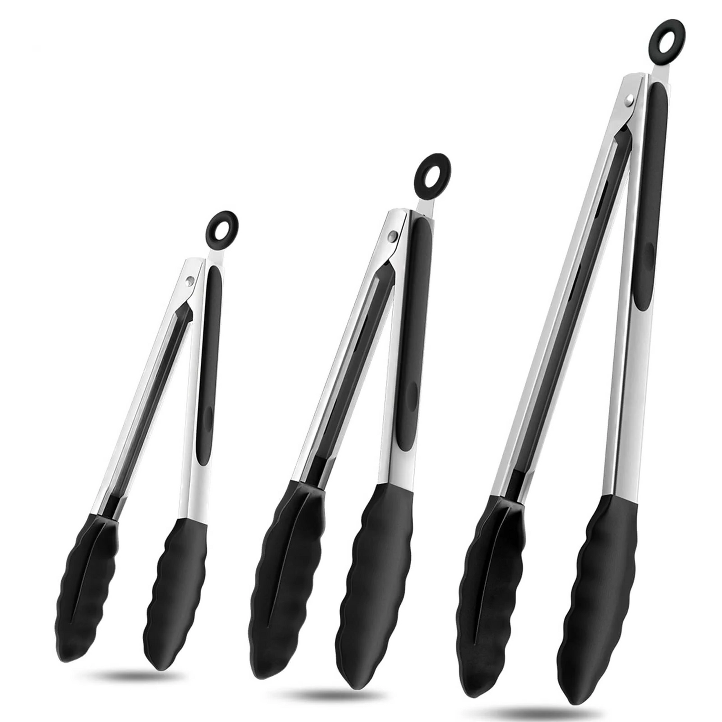 Kitchen Tongs Set with Silicone Tips Heat Resistant