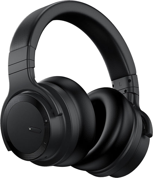 E7 Active Noise Cancelling Headphones Wireless Bluetooth Headphones with Rich Bass, Wireless Headphones with Clear Calls, Bluetooth 5.0, 30 Hours Playtime, Comfort Fit, Black