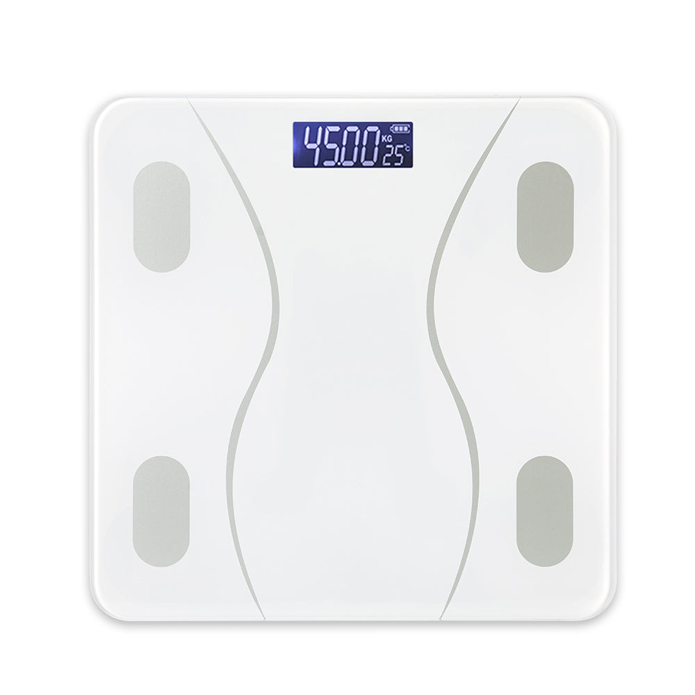 Smart Bluetooth Body Fat Scale - Rechargeable Digital Bathroom Scale with 180 kg Capacity Minimalist Design White