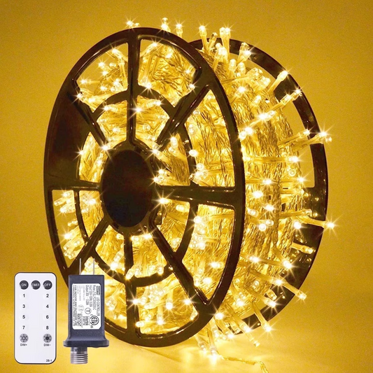 168FT Christmas Lights Outdoor 8 Modes Indoor String Lights for Outside Warm White