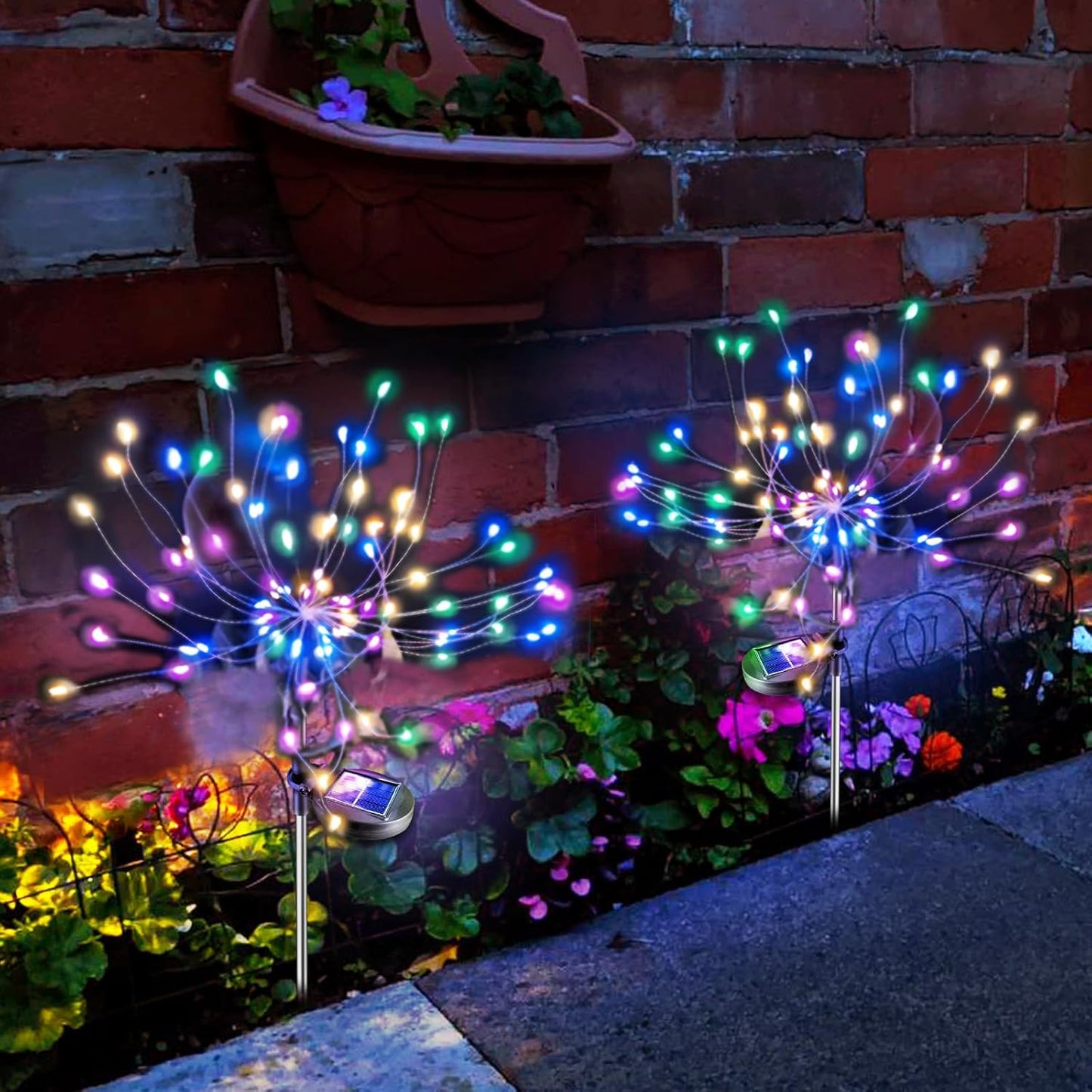 Solar Lights Outdoor Decorative 2 Pack 150 LED Copper Wire  Waterproof Garden Fireworks Lamp For Pathway Lawn Decor