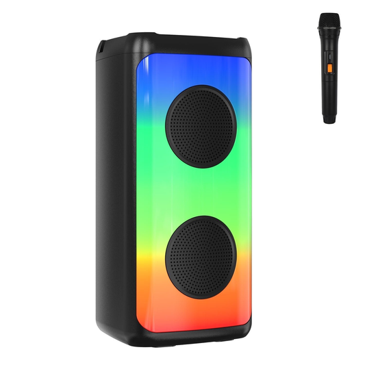 Karaoke Machine with LED Lights & Wired Microphone - Portable Bluetooth Speaker for Adults & Kids, Supports AUX/USB/TF for Home Party