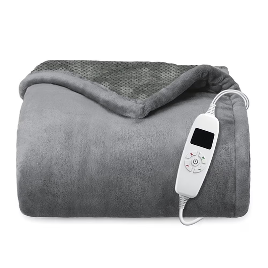 Heated Throw Blanket, 60x70 Inches Extra Large - 10 Heat Settings & 8-Hour Timer, Flannel & Velvet, Machine Washable - Gray Brand Swtroom