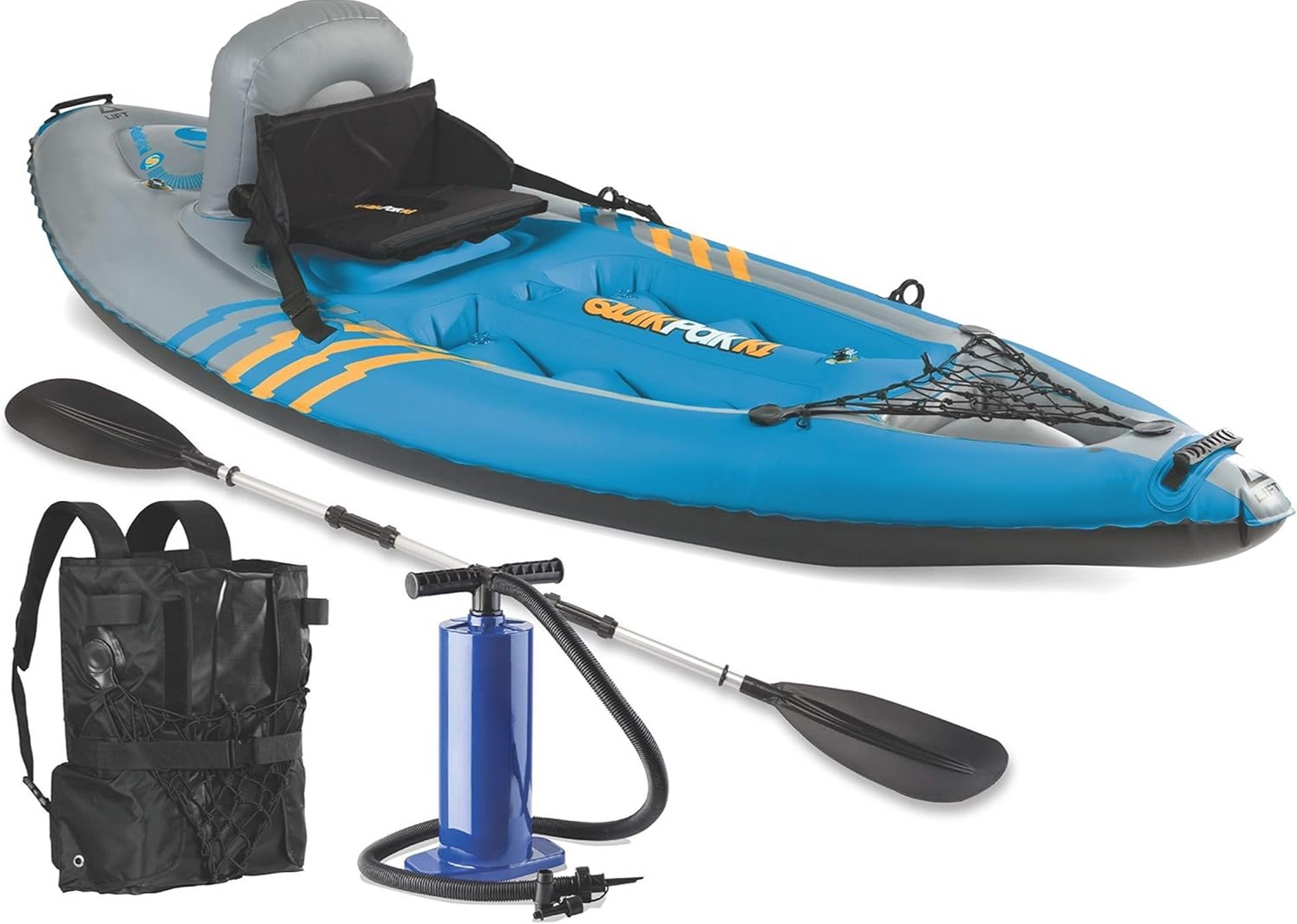 1-Person Inflatable Kayak - Folds into Backpack with 5-Minute Setup, 21-Gauge PVC Construction，Includes Hand Pump & Paddle