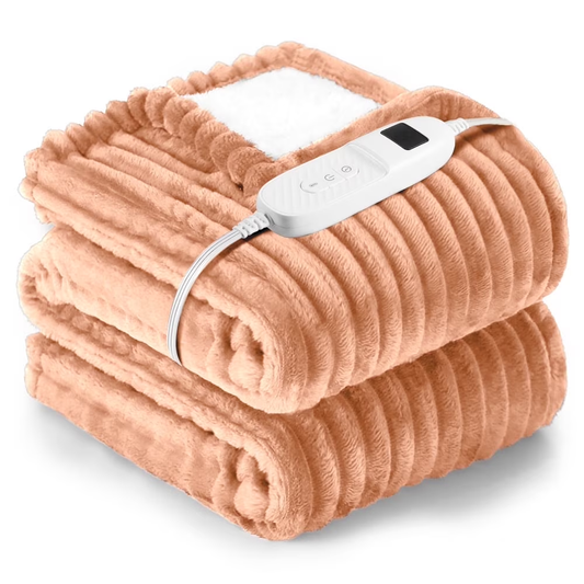 Electric Heated Blanket 62"x84"- 10 Heat Settings with Overheat Protection & 8-Hour Auto-Off, Machine Washable Brown