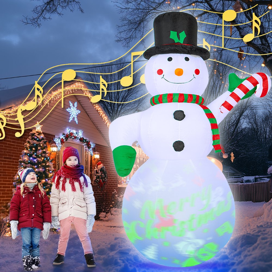 7Ft Xmas Snowman Inflatable with Projector Lights, Color-Changing LED Outdoor Decor Party Indoor for Christmas Lawn & Garden