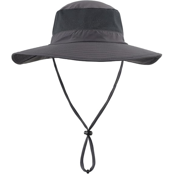 UPF50+ Mesh Sun Hat - Wide Brim Fishing Hat with Neck Flap for Men & Women, Outdoor Breathable Bucket Cap