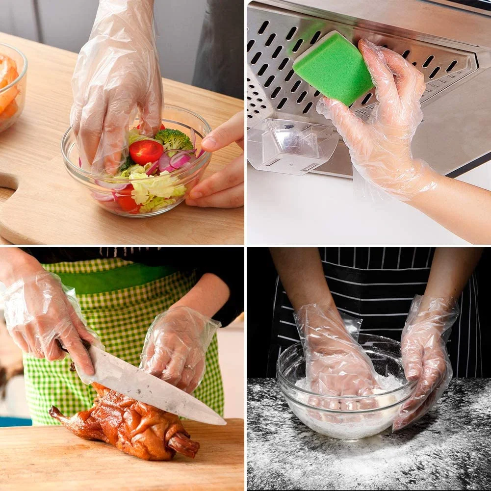 1000Pcs Disposable Transparent Gloves Work for Food Service,Cooking, Cleaning, Hair Coloring, Painting, BBQ