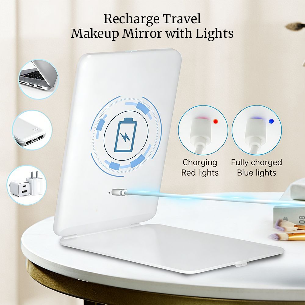 Rechargeable Travel Lighted Makeup Mirror 72 LED 10X Magnify 3 Color Touch Dimming Vanity Mirror