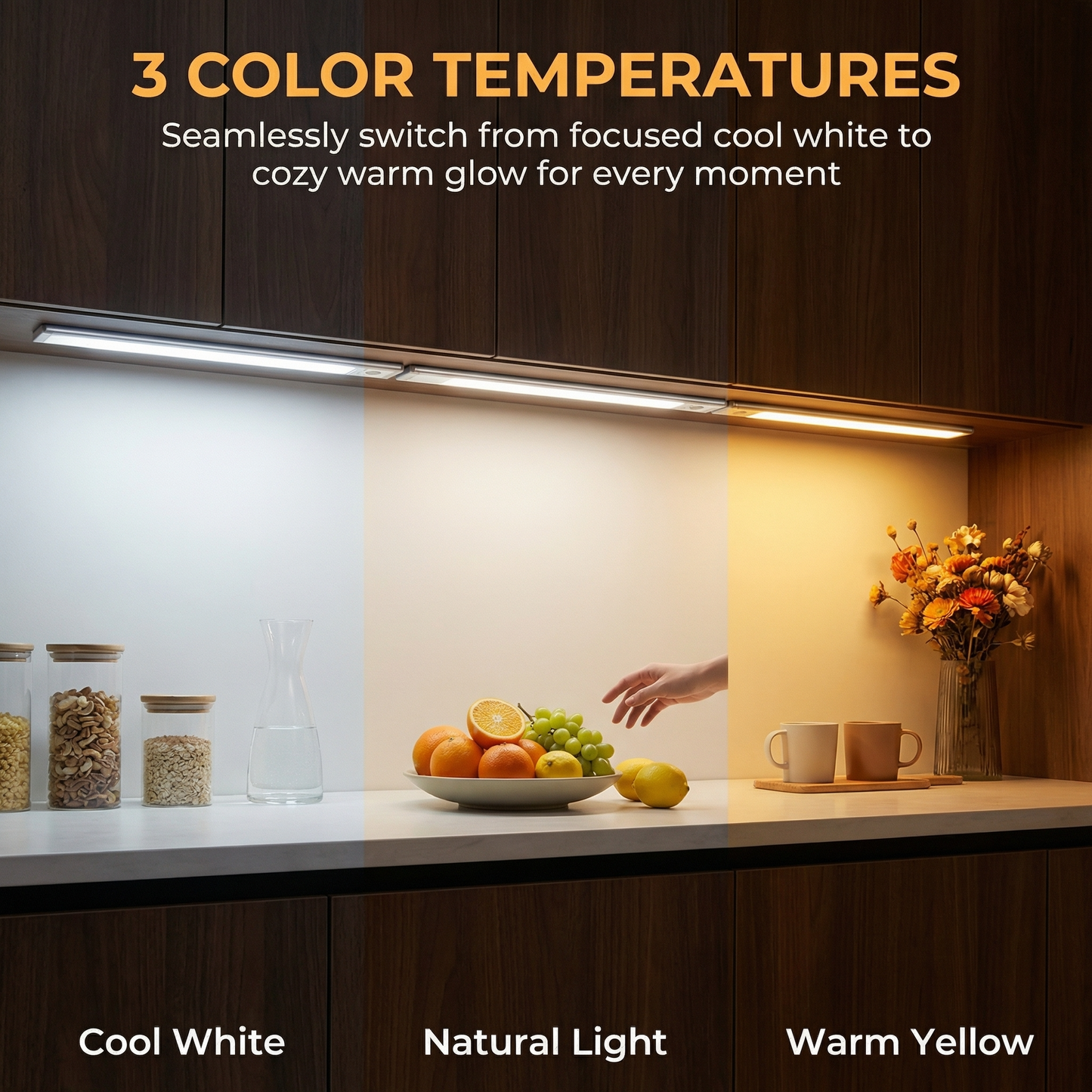 9.5inch Under Cabinet Lighting, 2 Pack Rechargeable Sensor Light, Wireless Under Counter Lights for Kitchen, Stairs,Study