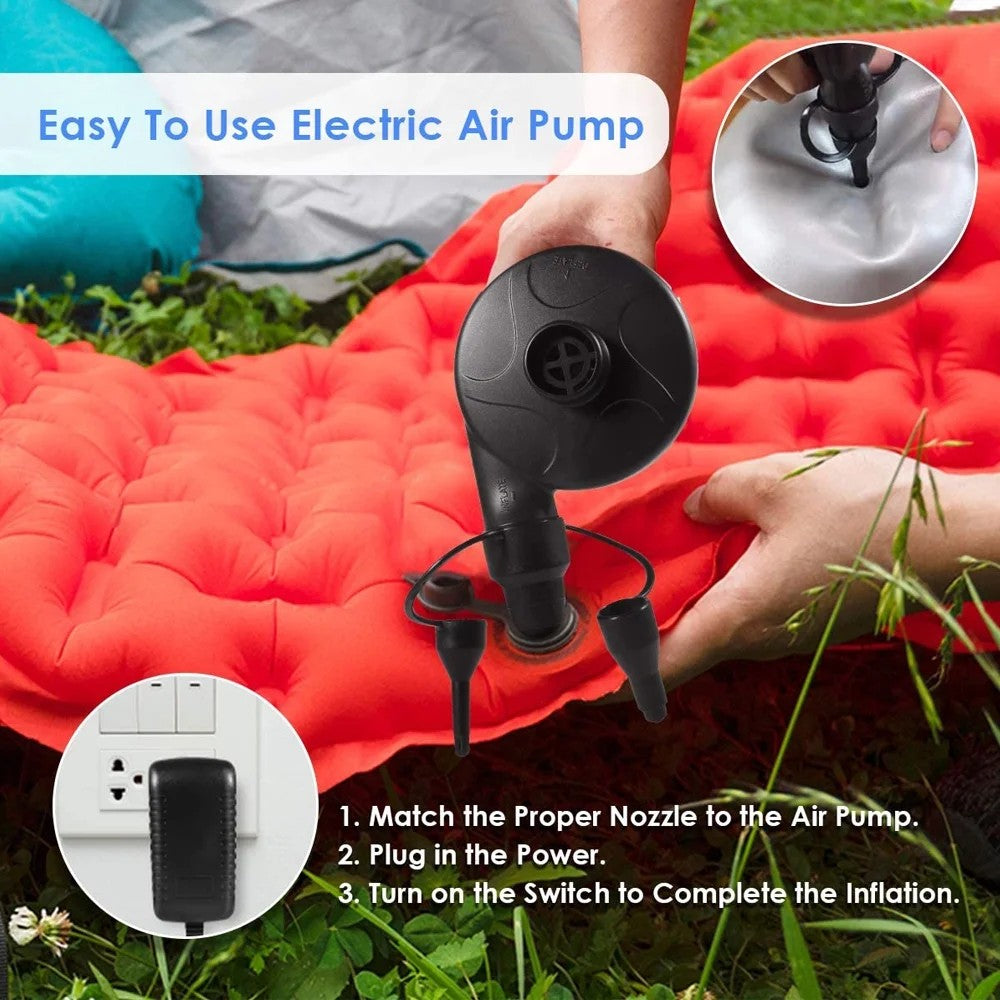 Electric Air Pump Portable Inflator Deflator with 3 Nozzles 110V AC /12V