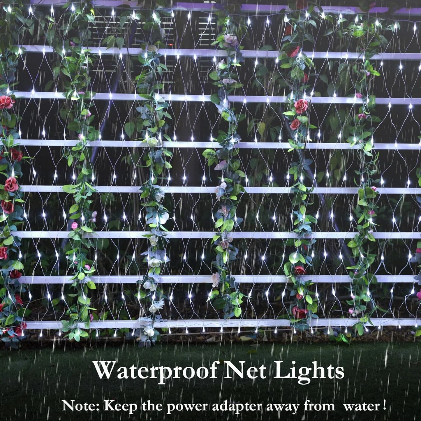12ft x 5ft 360 LED White Christmas Net Lights,8 Modes Bush Mesh Lights Connectable,with Timer Waterproof for Christmas