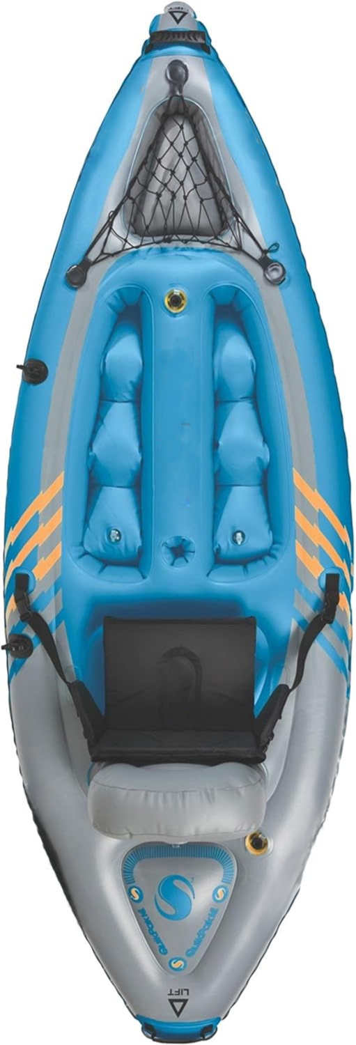 1-Person Inflatable Kayak - Folds into Backpack with 5-Minute Setup, 21-Gauge PVC Construction，Includes Hand Pump & Paddle