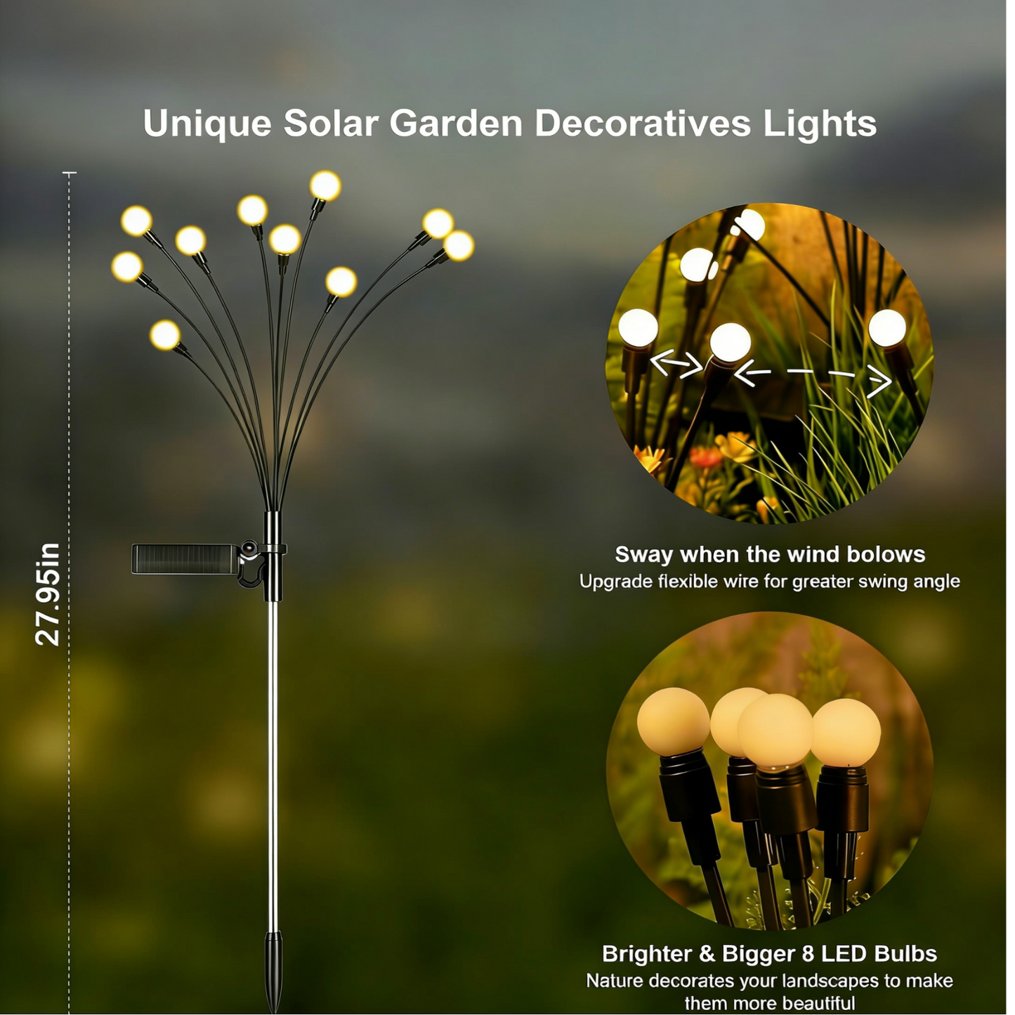 Solar Lights Outdoor(4 Pack,40 LEDs), Solar Garden Lights, Outdoor Decorations, Unique Gifts
