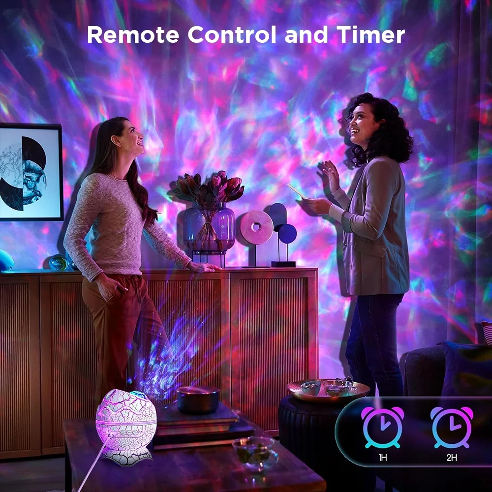 Galaxy Projector & White Noise Machine in Dinosaur Egg – Bluetooth Speaker & Star Light for Kids Room, Bedroom Decor