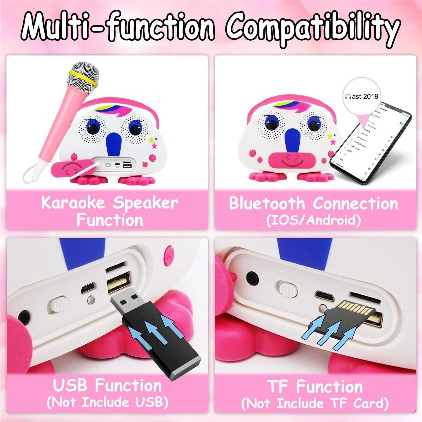 Mini Karaoke Machine with 1 Mic, Toddler Karaoke Toy Singing Speaker