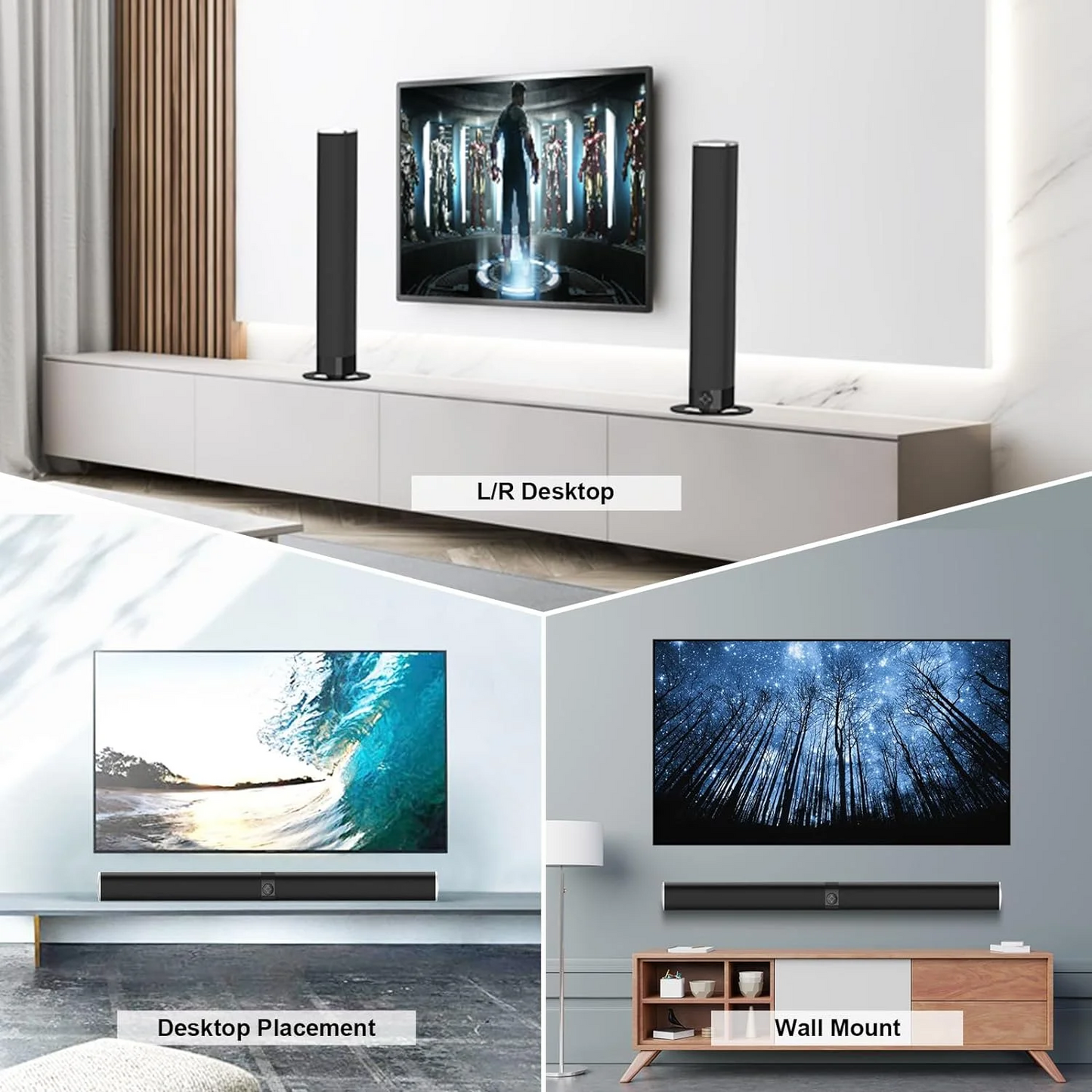 2 in 1 Separable Bluetooth Soundbar Wireless Auto Volume Boost