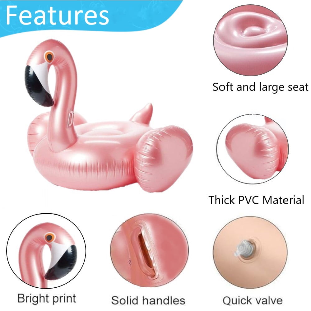 Pink Flamingo Animal Pool Float, Inflatable Floatie Tube, Blow Up Swim Ring, Outdoor Summer Pool Party Water Toy