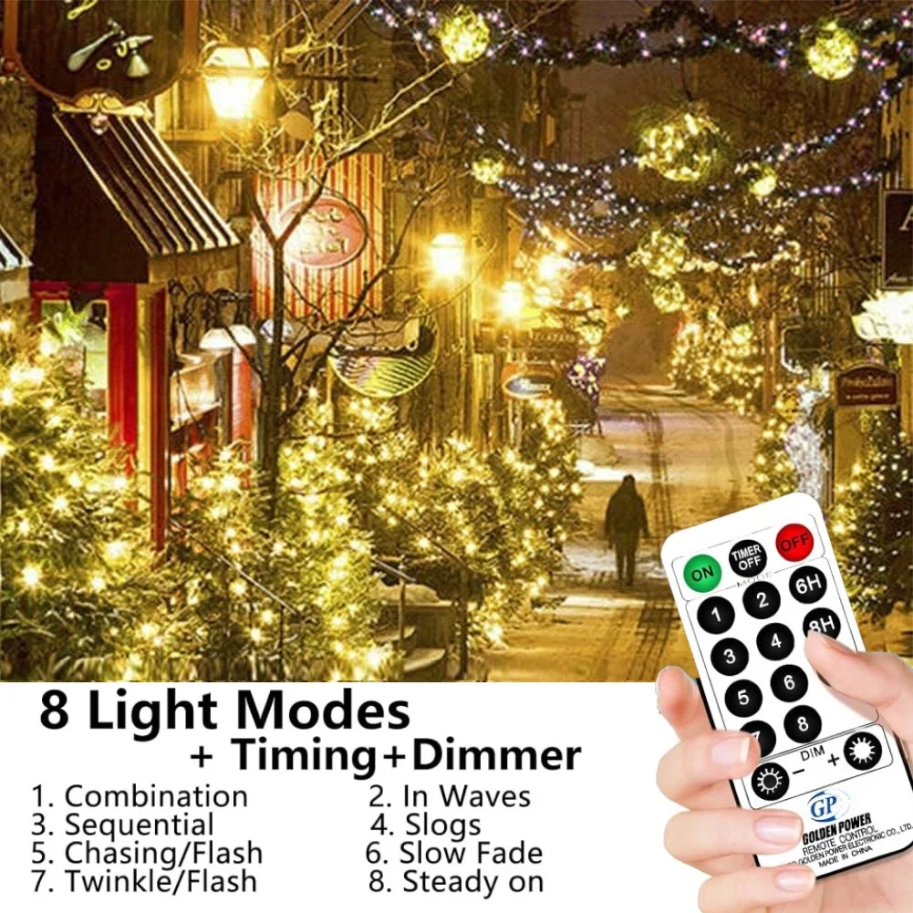 66ft LED Twinkle Christmas String Lights with 8 Modes for Indoor Outdoor Xmas Tree Wedding Party Decoration (Warm White)