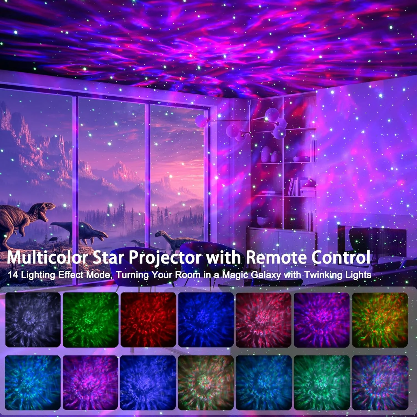 Galaxy Projector with White Noise Machine & Bluetooth Speaker – Multi-Color Star Night Light for Bedroom, Kids Room, Home Theater