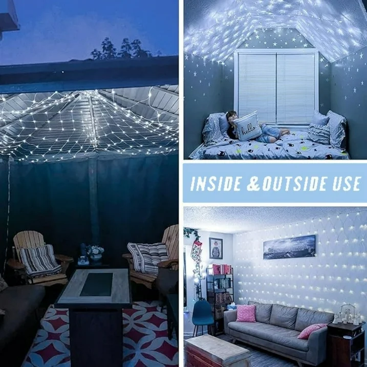 12ft x 5ft 360 LED White Christmas Net Lights,8 Modes Bush Mesh Lights Connectable,with Timer Waterproof for Christmas