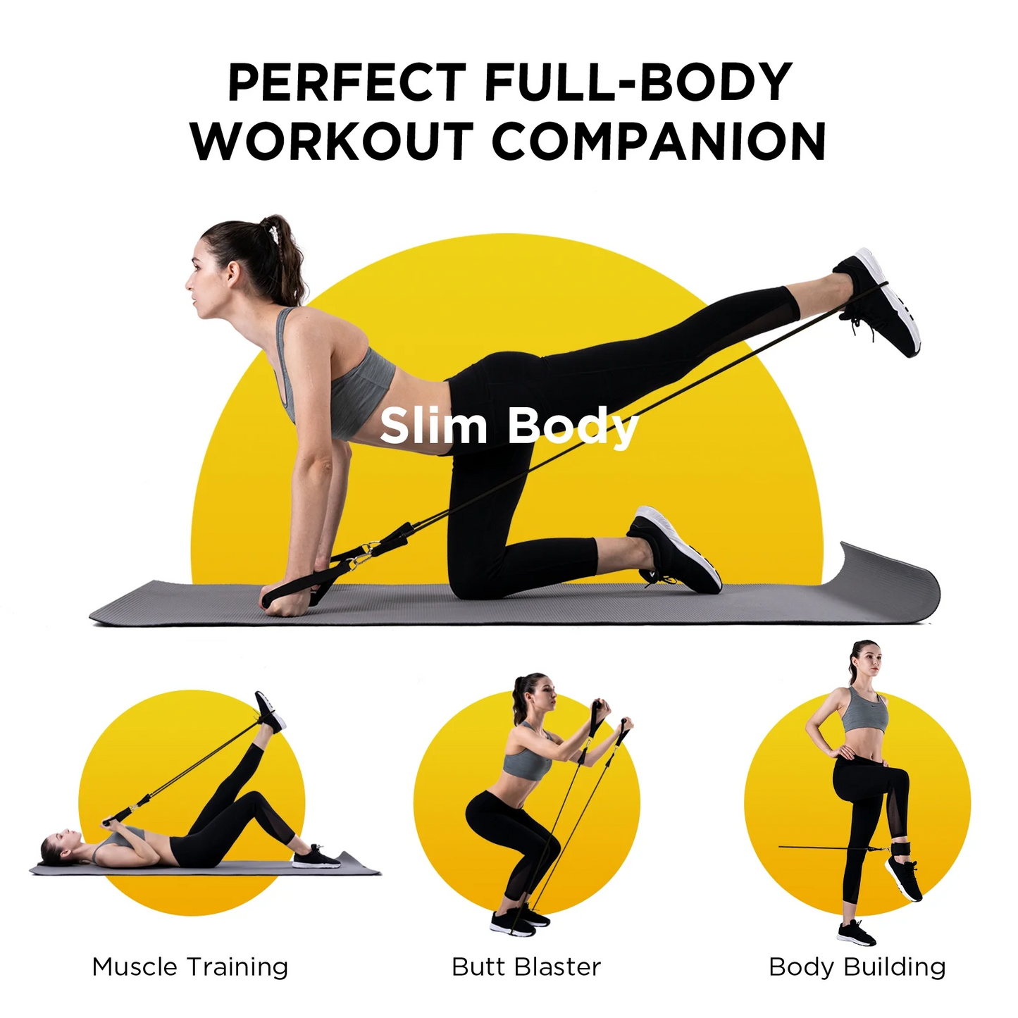 150lb Resistance Band Set - Exercise Bands with Door Anchor Black