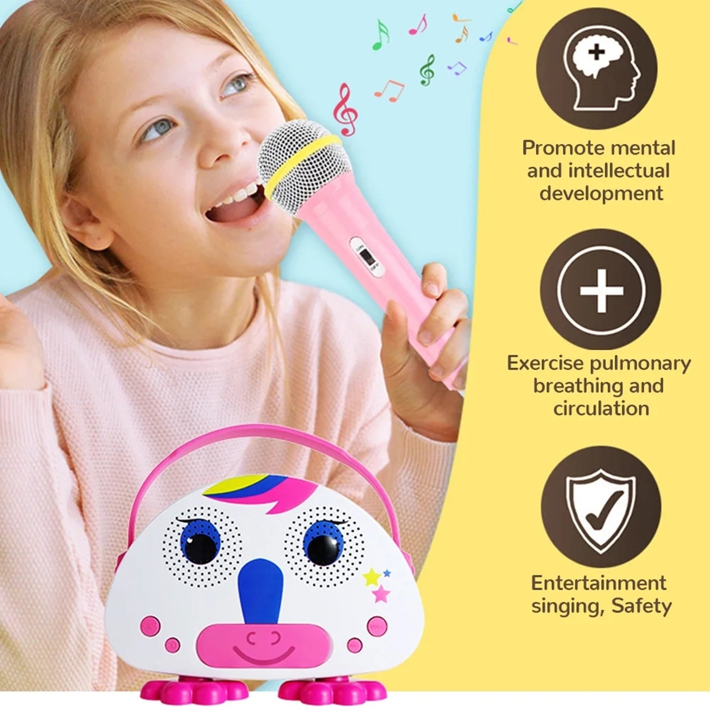 Mini Karaoke Machine with 1 Mic, Toddler Karaoke Toy Singing Speaker