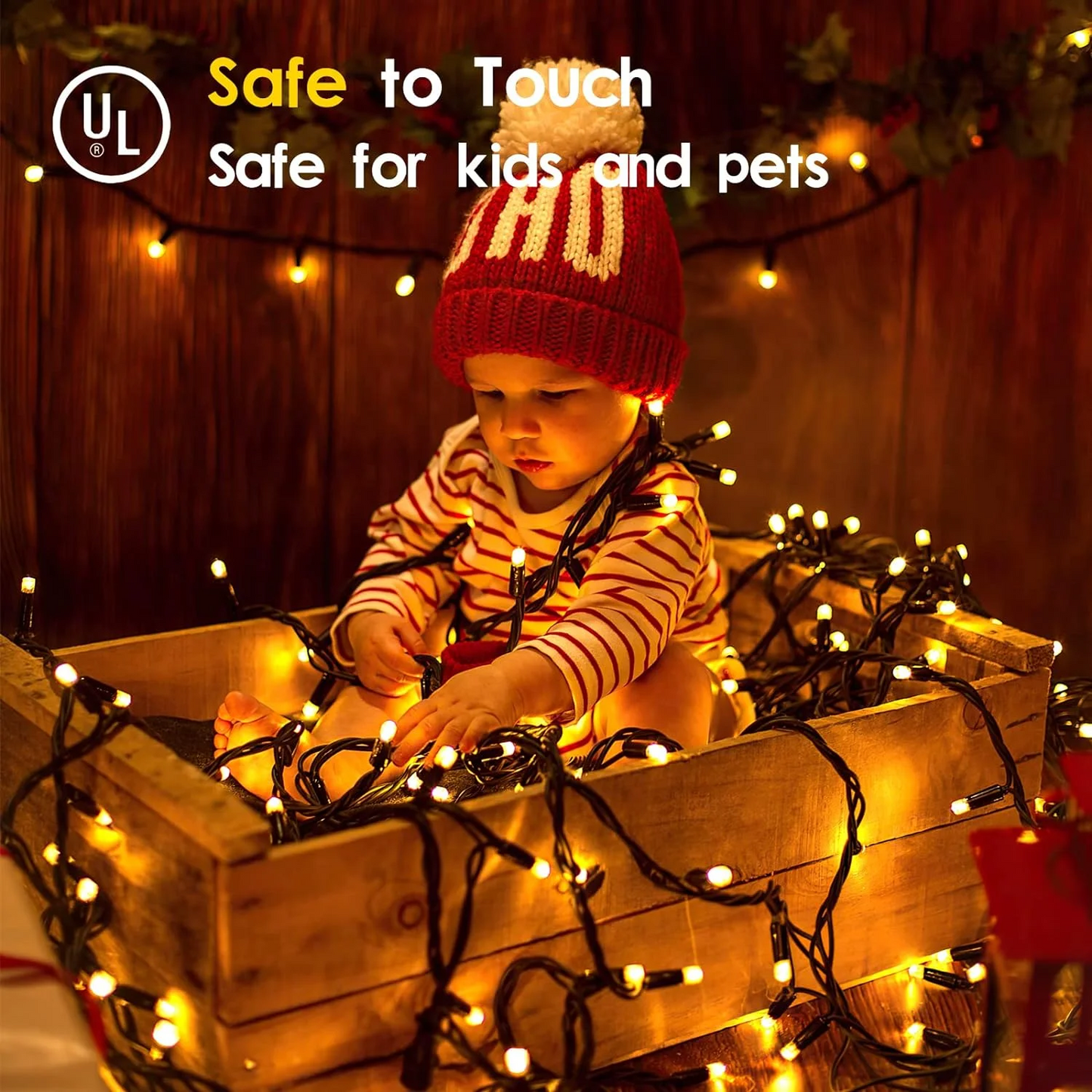 66ft LED Twinkle Christmas String Lights with 8 Modes for Indoor Outdoor Xmas Tree Wedding Party Decoration (Warm White)