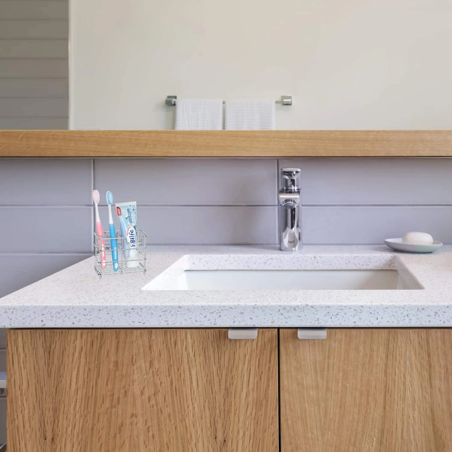 Stainless Steel Bathroom Toothbrush Holder Toothpaste Holder
