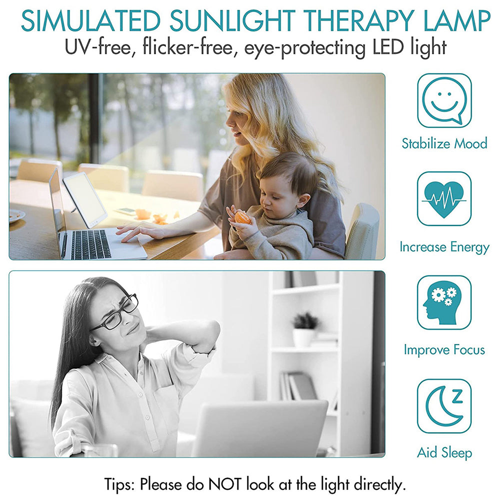 UV-Free LED Therapy Lamp – Simulated Sunlight with 3 Color Modes & 5 Brightness Levels for Home & Office