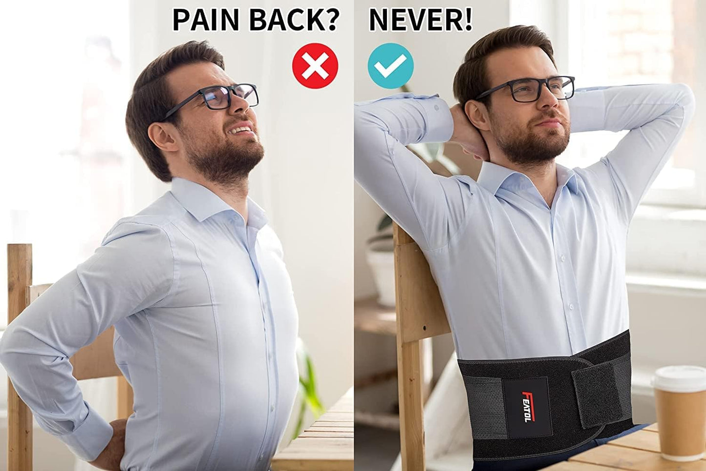 Back Brace Support Belt-Lumbar Support Back Brace for Back Pain, Adjustable Support Straps-Lower Back Brace for Men & Women