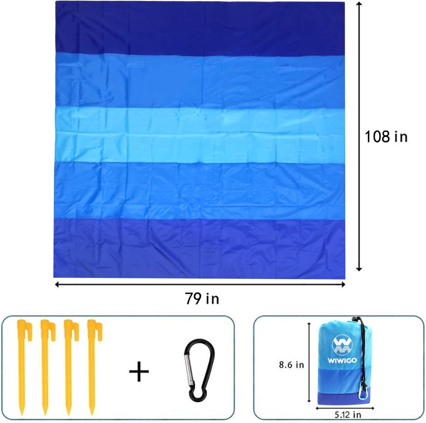 Large Waterproof Beach Blanket - Sandproof Quick-Dry Outdoor Mat 79x83 for Camping & Travel