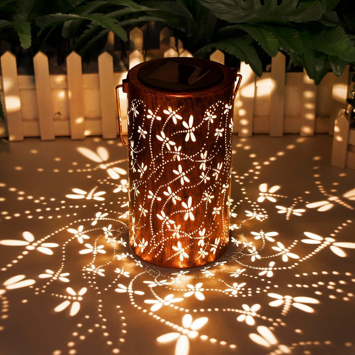 Solar Lanterns Outdoor Hanging Dragonfly Hollowed Out Metal LED Light Gifts for Women Mom Grandma Waterproof Garden Decor for Patio Yard Porch