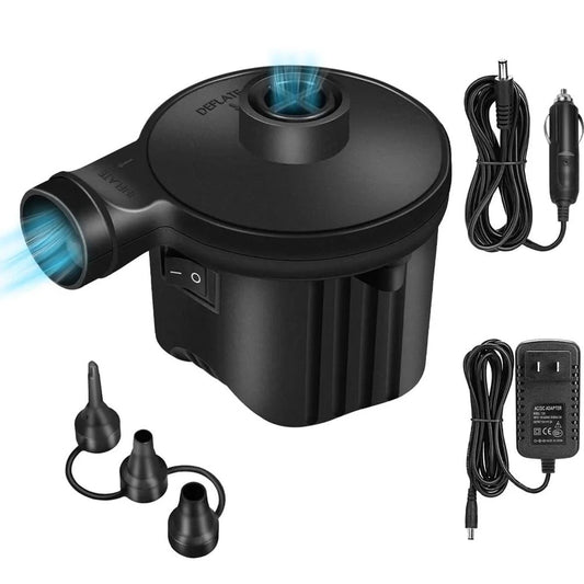 Electric Air Pump Portable Inflator Deflator with 3 Nozzles 110V AC /12V